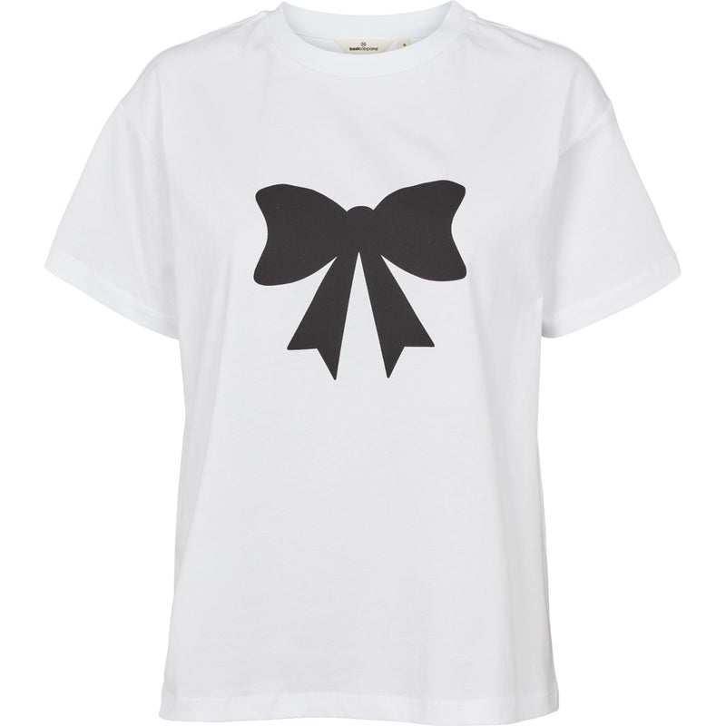 Basic Apparel Rikke Bow T-shirt White W. Black Print