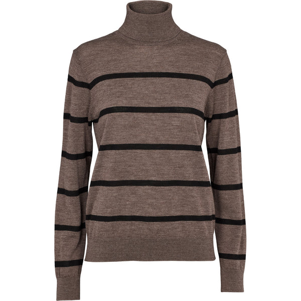 Basic Apparel Vera Roll Neck Strik Brown Melange/Black