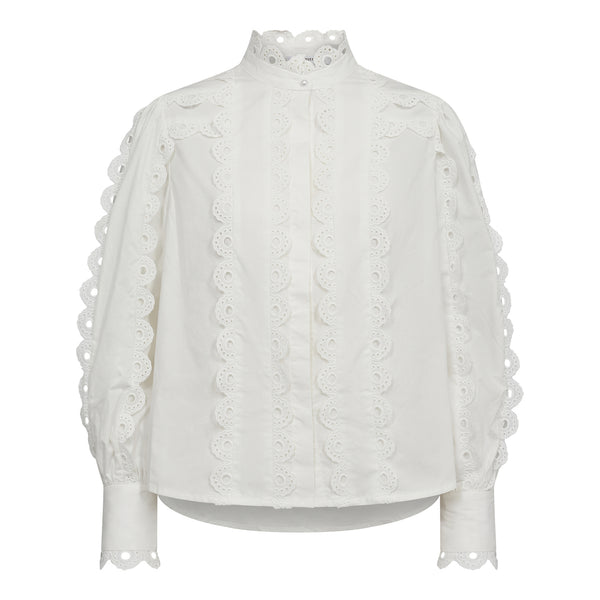 Co'Couture Vega Cotton Lace Skjorte White