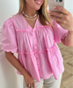 Object Hope SS V-Neck Top Pink Frosting