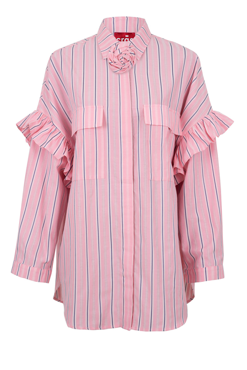 Cras Flower Skjorte Pink Blue Stripe