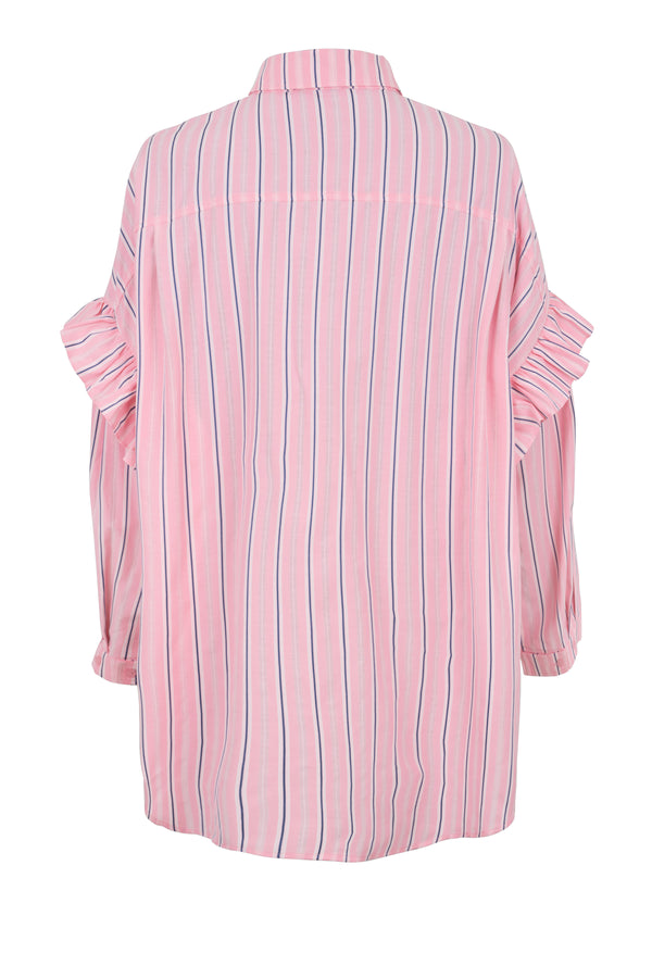Cras Flower Skjorte Pink Blue Stripe (Forudbestilling - Lev. Marts)
