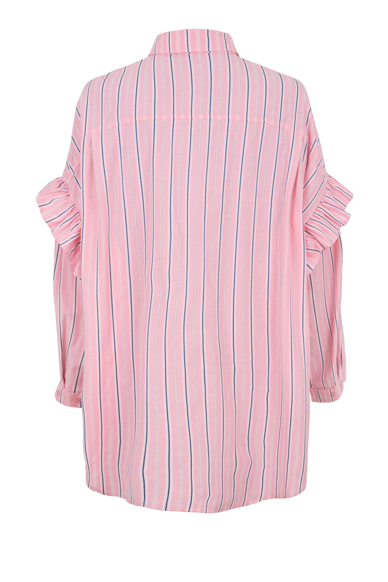 Cras Flower Skjorte Pink Blue Stripe