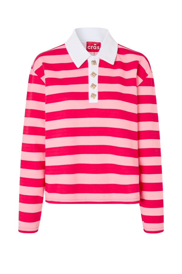 Cras Bea Polo Bluse Pink Red Stripe (Forudbestil - lev. September)