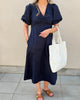 Neo Noir Illana Poplin Kjole Navy NOS26