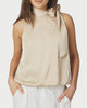 Neo Noir Veda Drapy Satin Top Dark Sand