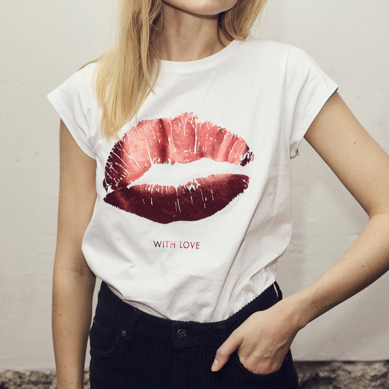 Co'Couture The Kiss T-shirt White Flame