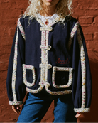 Sissel Edelbo Como Jakke Navy, blå broderet jakke