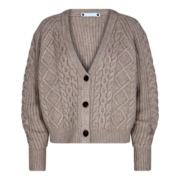 Co'Couture New Row Cable Cardigan Champagne