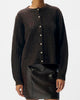 Object Flora LS Knit Button Cardigan Seal Brown NOA26