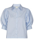Etta Stripe Stone Skjorte Light Blue fra Neo Noir, blå kortærmet stribet skjorte