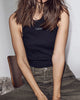 Haute L'Amitié Rib Badge Stone Tank Top Black
