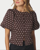 Neo Noir Anela Dot Bluse Brown