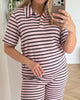 Pieces Jeya V-Neck Loose Polo Hot Fudge/Pink Tulle