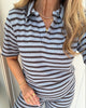 Pieces Jeya V-Neck Loose Polo Cashmere Blue/Hot Fudge