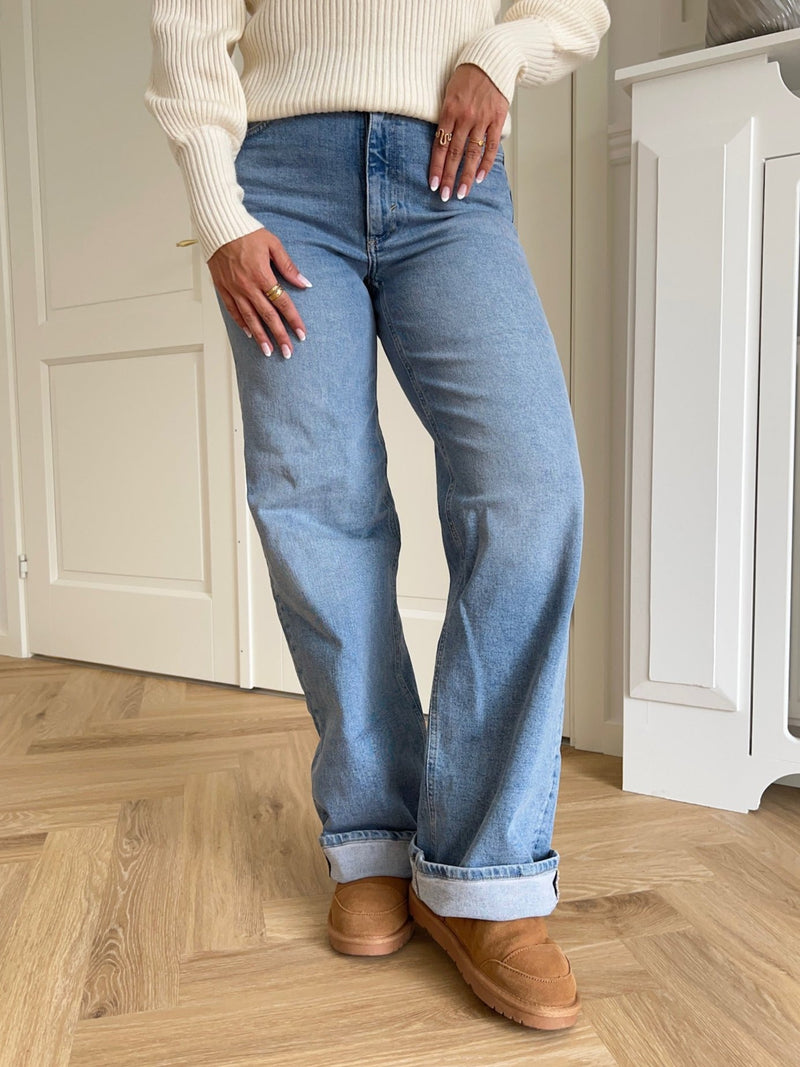 Only Juicy HW Wide Leg Jeans Medium Blue Denim