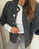 Neo Noir Benuta Fluffy Knit Cardigan Antracit Melange