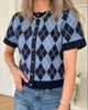 Neo Noir Allestar Check Knit Cardigan Navy