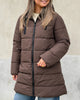 Only Clair Puffer Hood Long Jakke Chocolate Brown