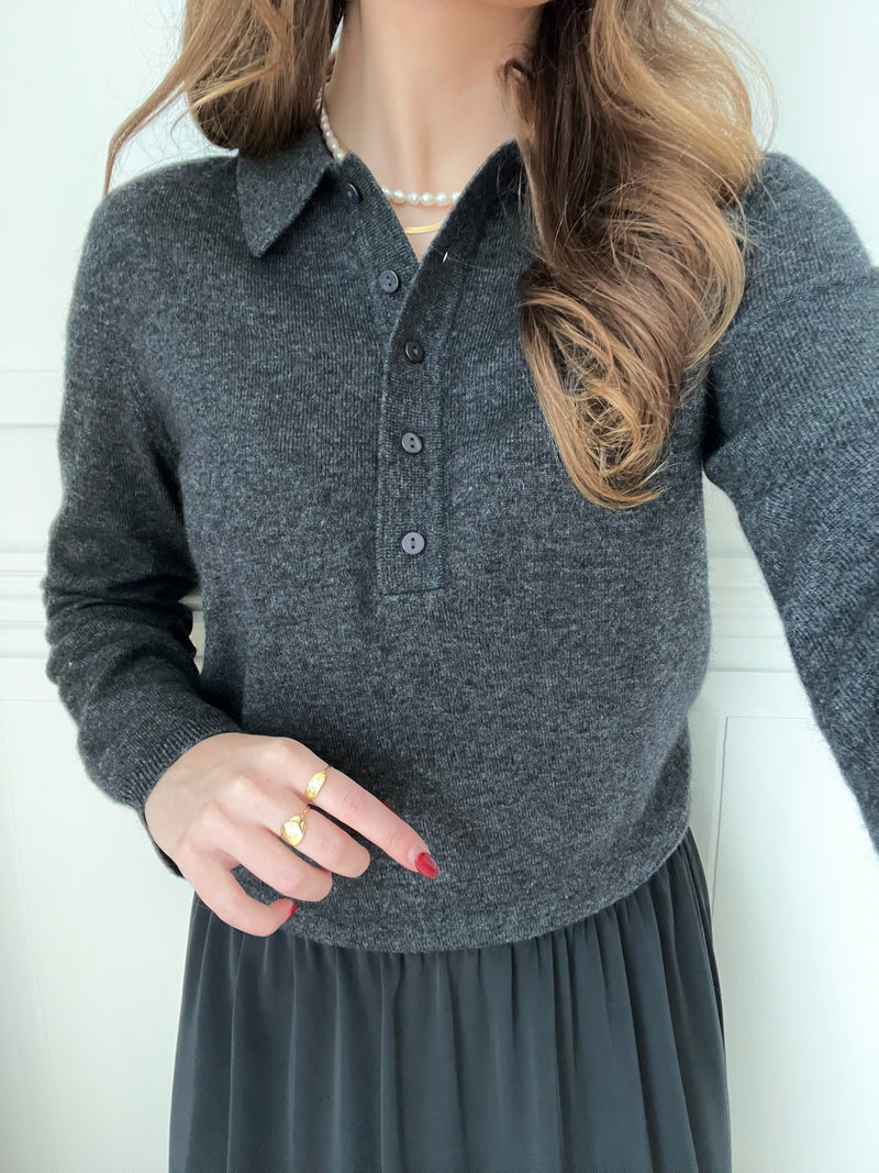 Neo Noir Genea Knit Polo Bluse Antracit