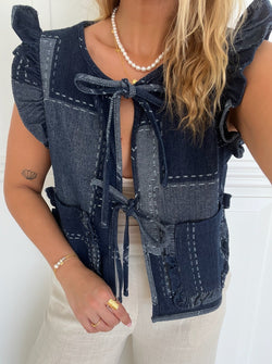 Co'Couture Stitchy Denim Vest Denim Blue