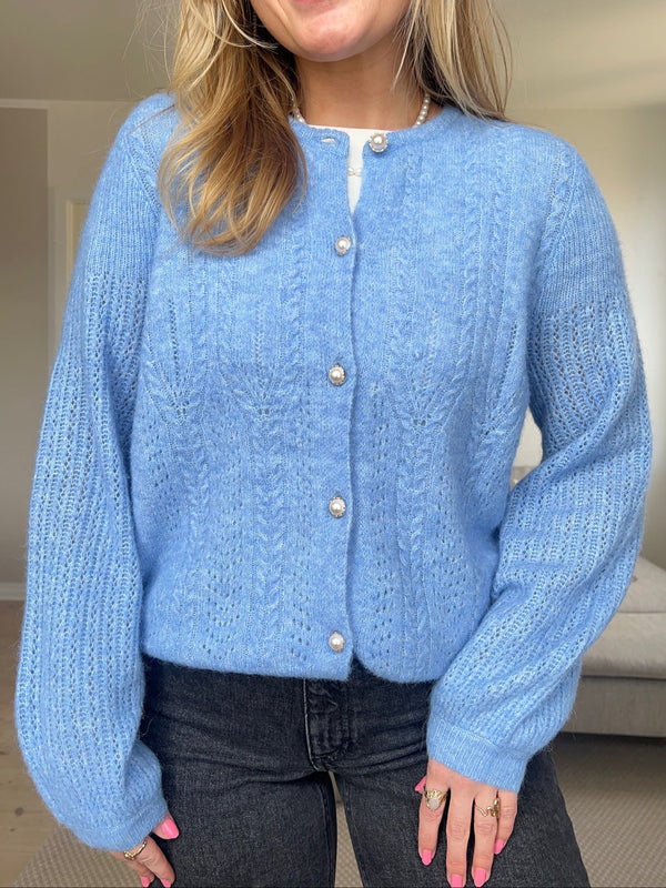 Object Ophelia LS Knit Cardigan Cornflower Blue