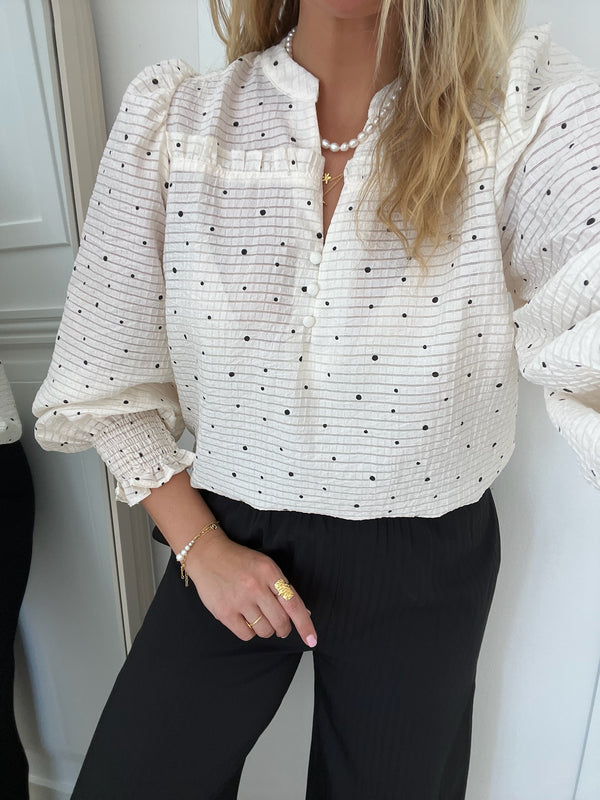 Co'Couture Tess Dot Bluse Off White