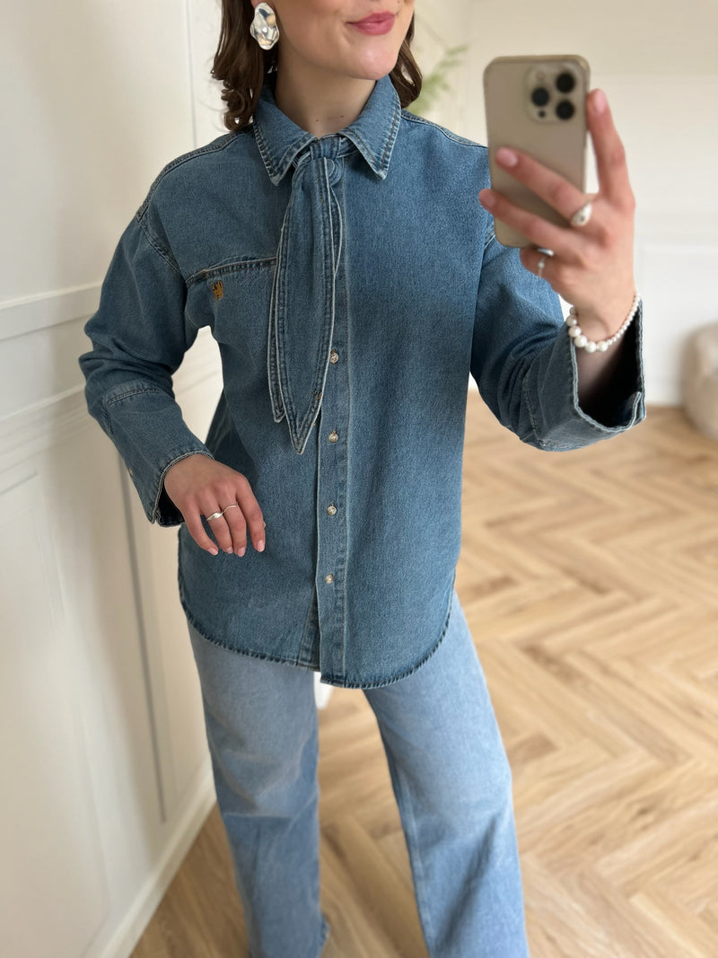 Object Neel LS Denimskjorte Medium Blue Denim