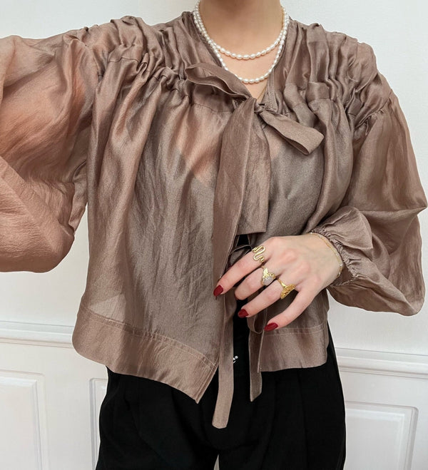 Co'Couture Monique Tie Bluse Feather