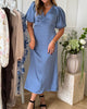Neo Noir Illana Heavy Sateen Kjole Smoke Blue