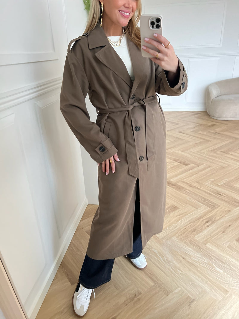 Only Line X-Long Trenchcoat Walnut