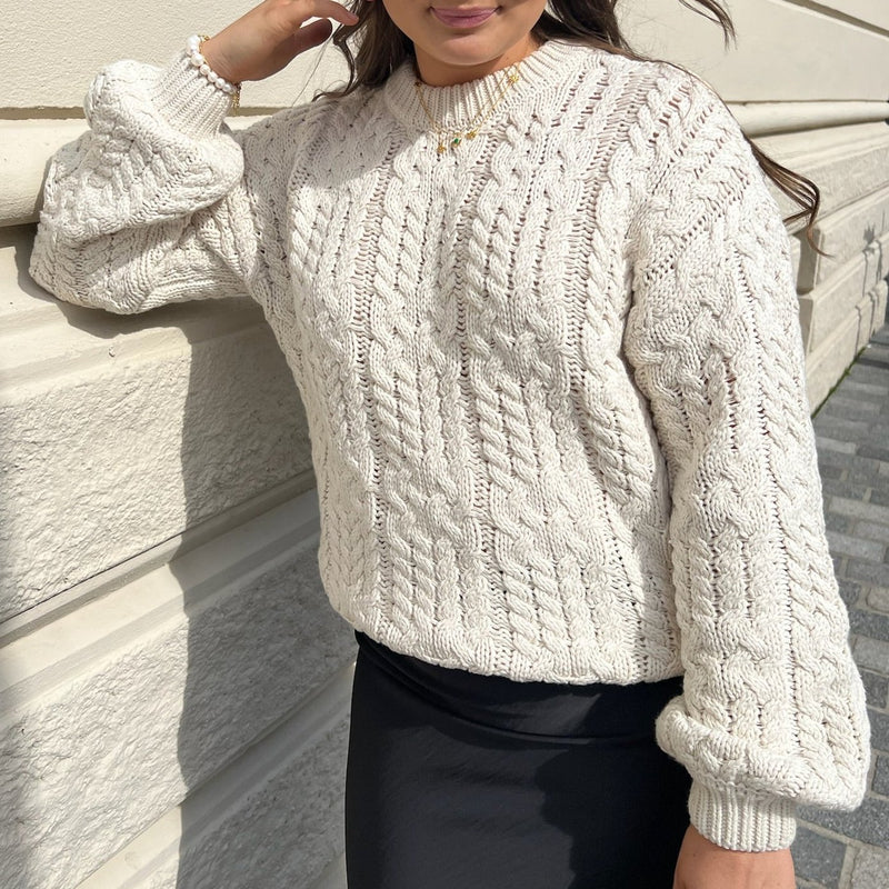 Object Diddi LS Knit Pullover White Sand