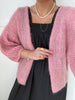 Black Colour Casey Puff Sleeve Cardigan Lt Pink