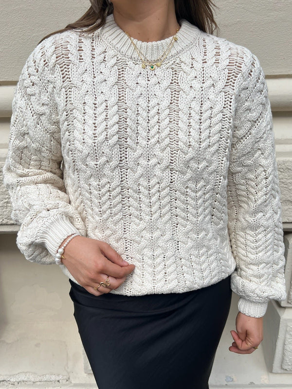 Object Diddi LS Knit Pullover White Sand