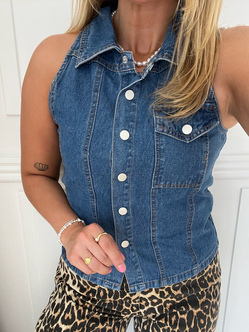 Neo Noir Sylvie Denim Top Blue