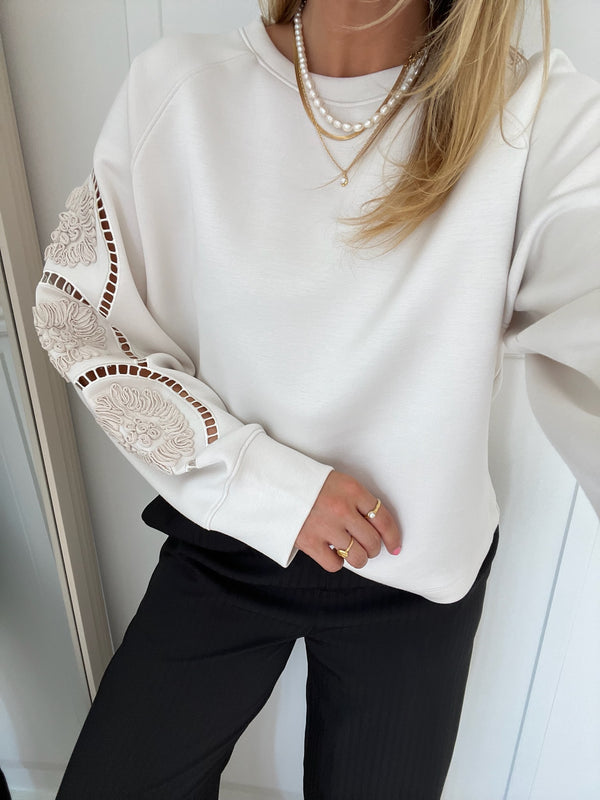 Object Dorina LS Sweatshirt White Sand