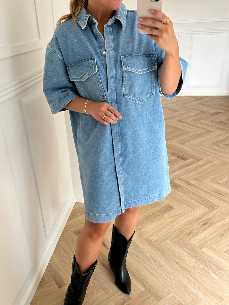 Only Sophie SS Oversize Denimkjole Light Blue Denim