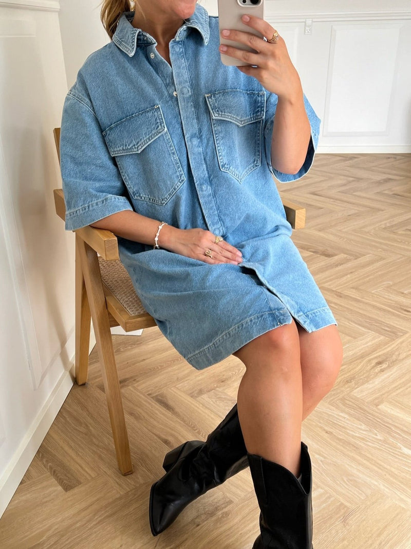 Only Sophie SS Oversize Denimkjole Light Blue Denim