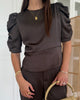 Neo Noir Benua Heavy Sateen Bluse Dark Brown