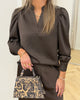 Neo Noir Rosslyn Heavy Sateen Bluse Dark Brown