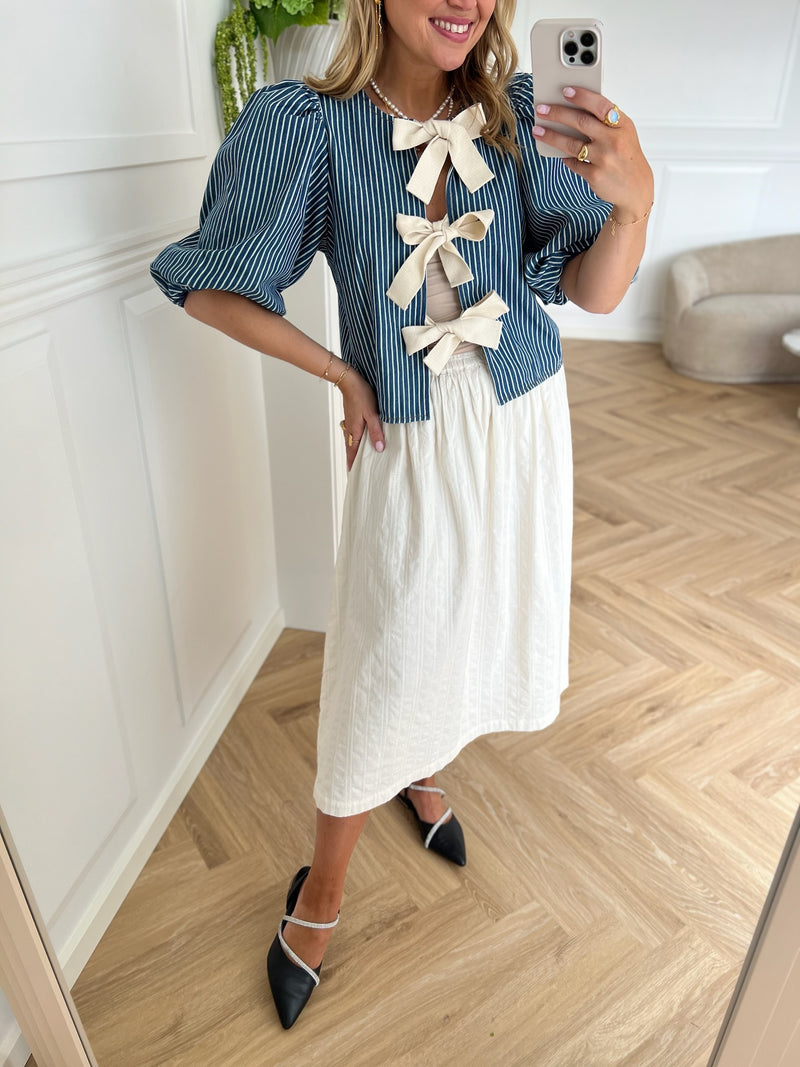 Co'Couture Billy Milkboy Bow Bluse Denim Blue