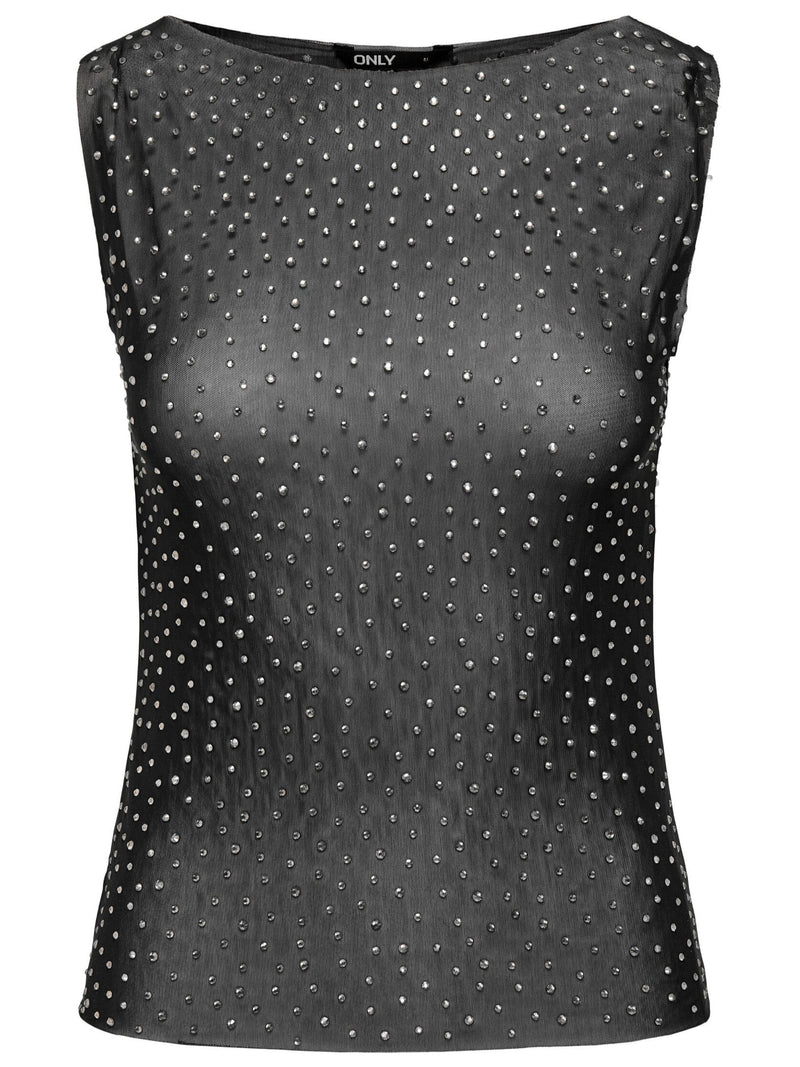 Only Shiny SL Mesh Top Black/Silverstuds