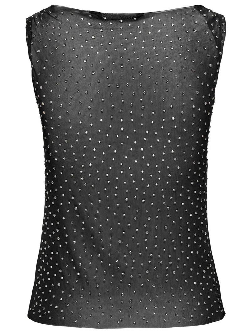 Only Shiny SL Mesh Top Black/Silverstuds