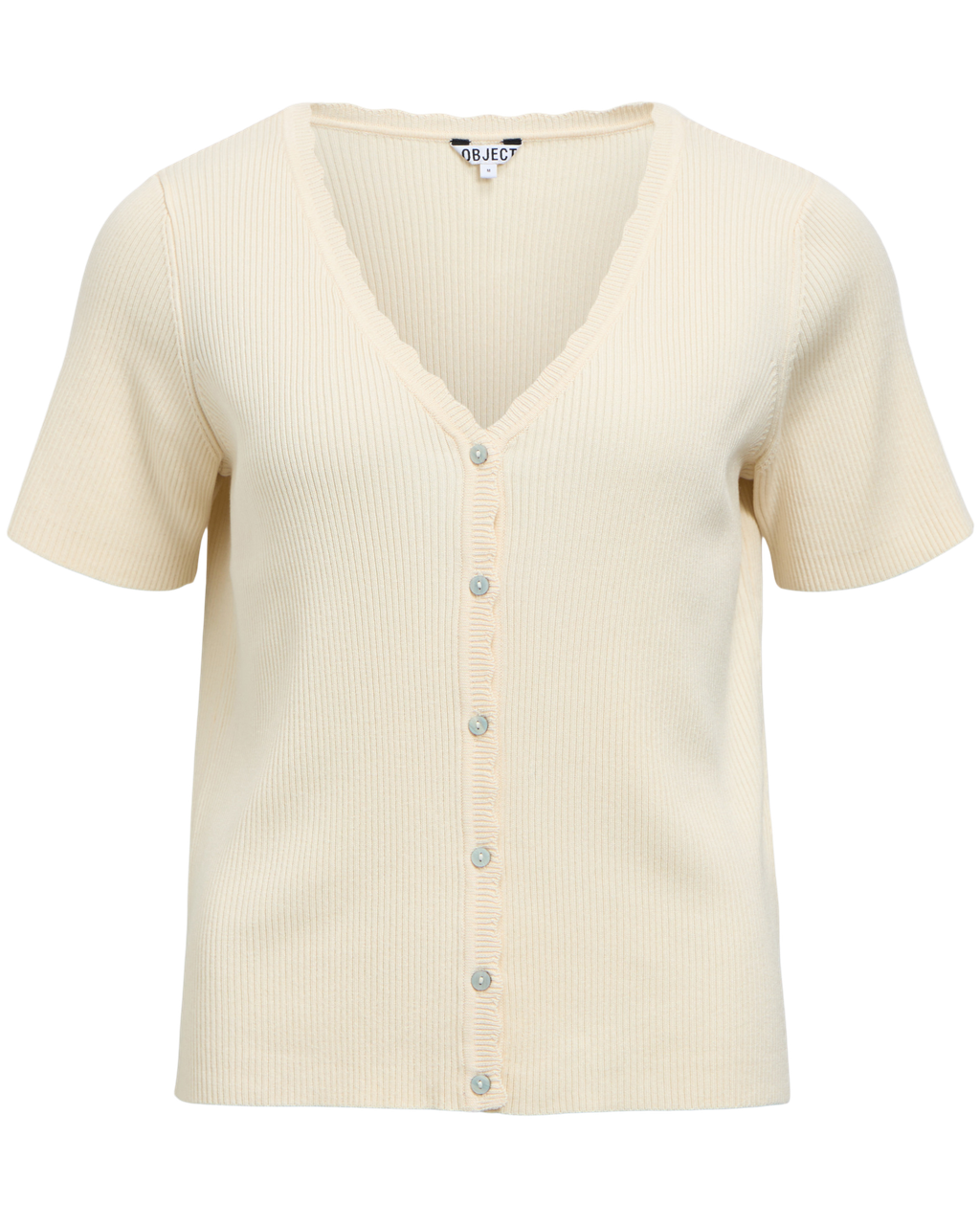 Object Kelly SS V-Neck Cardigan Birch NOS26, beige cardigan