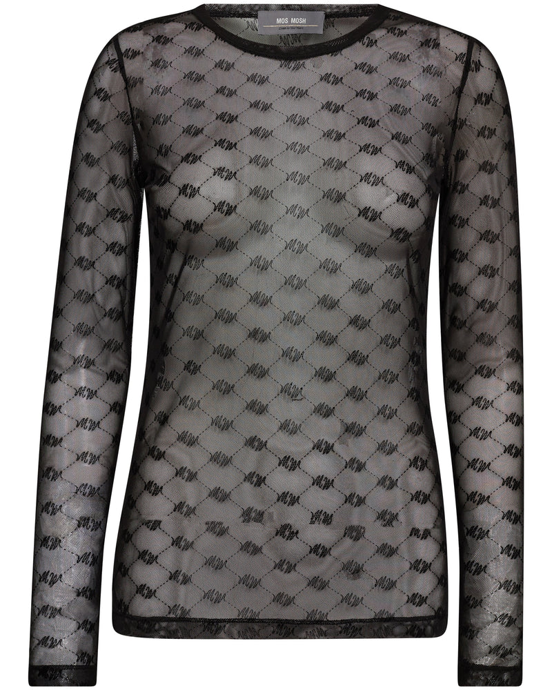 Mos Mosh Loretta Velvet Mesh Bluse Black