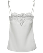 Kaela Heavy Sateen Lace Top Pearl fra Neo Noir, hvid satin top