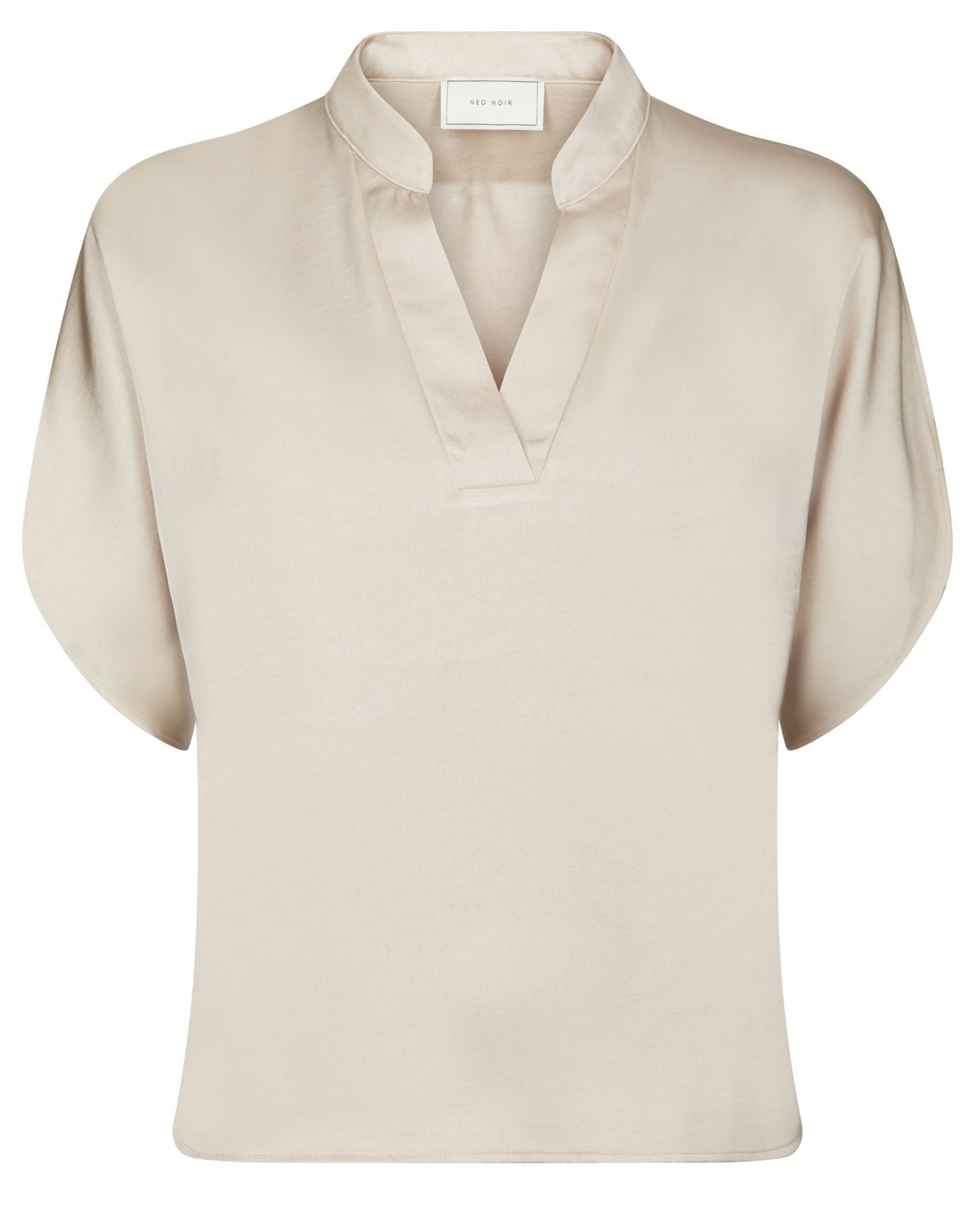 Anelle Heavy Sateen Blouse Pearl fra Neo Noir, beige satinbluse