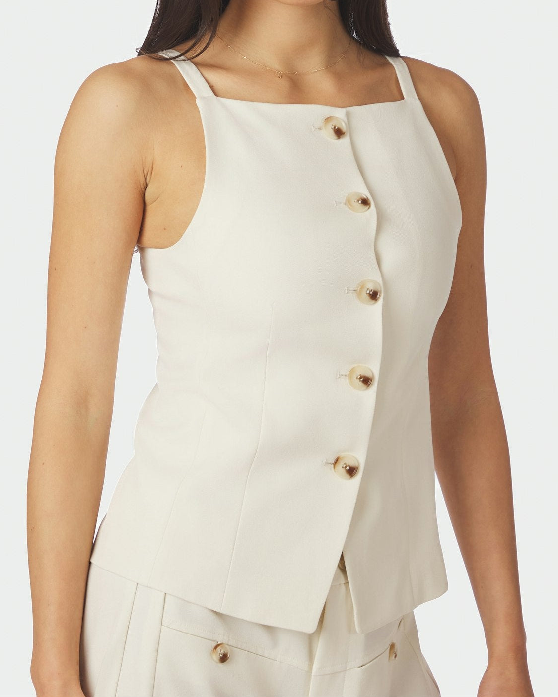 Kylie Structure Vest Off White fra Neo Noir, hvid vest