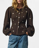 Pieces Silly Puff Knit Cardigan Hot Fudge