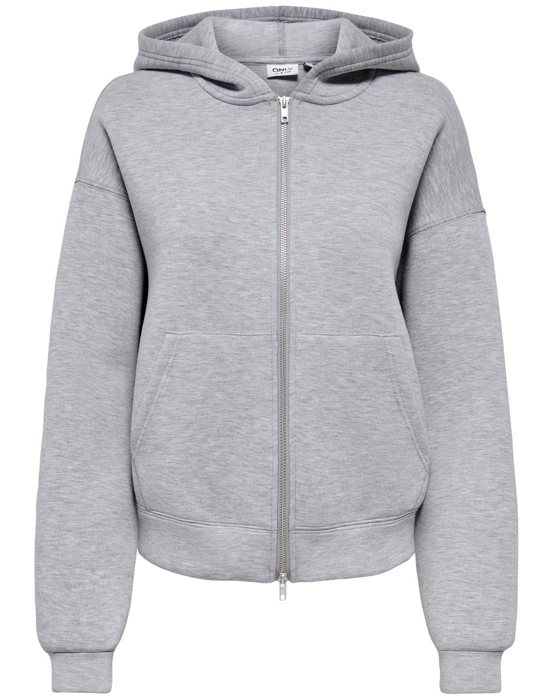 Only Naomi LS Two Way Zip Hoodie Light Grey Melange NO26